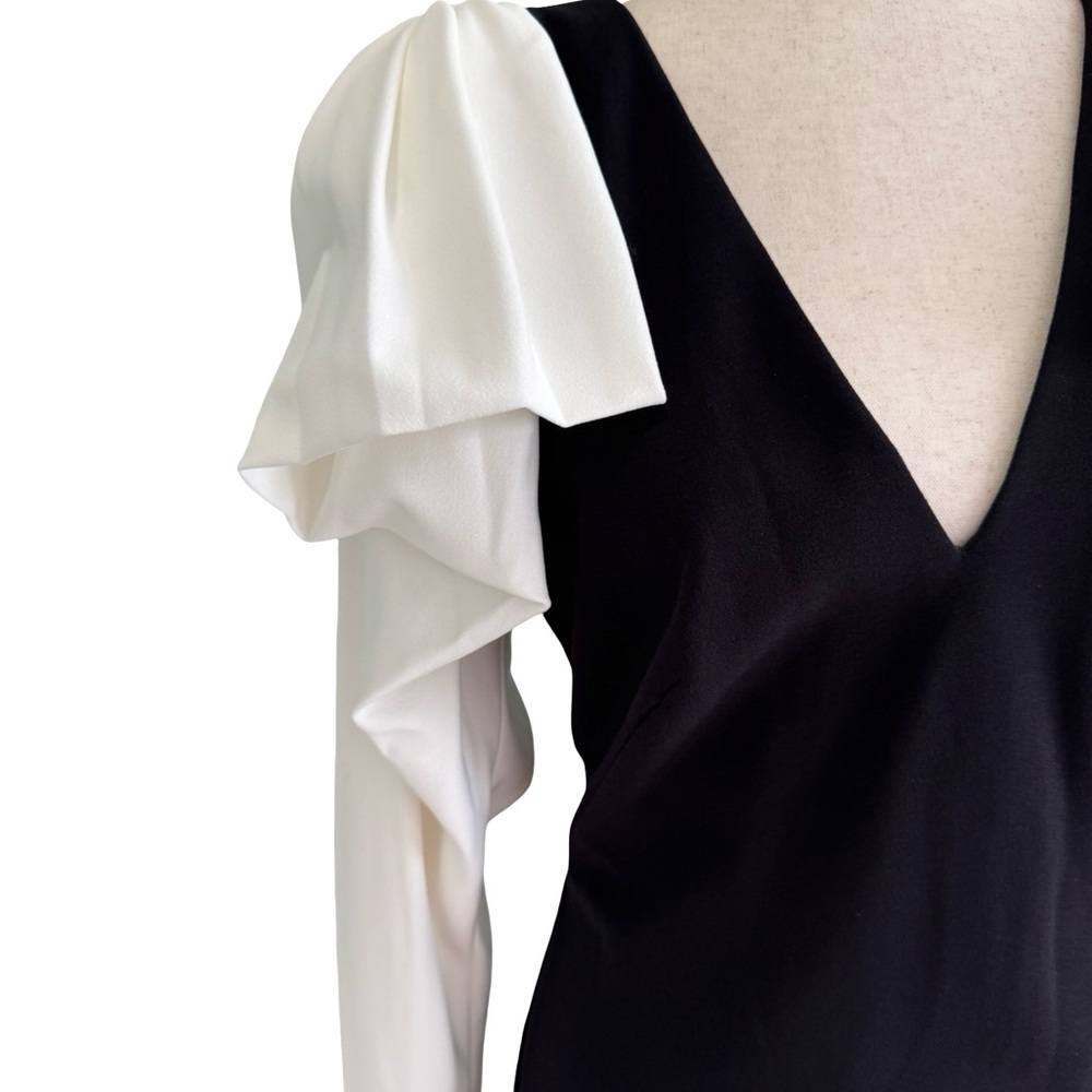 Tadashi Shoji Black/White Long Sleeve Dress Black Tie Gala Formal Holiday  sz M - Picture 5 of 14